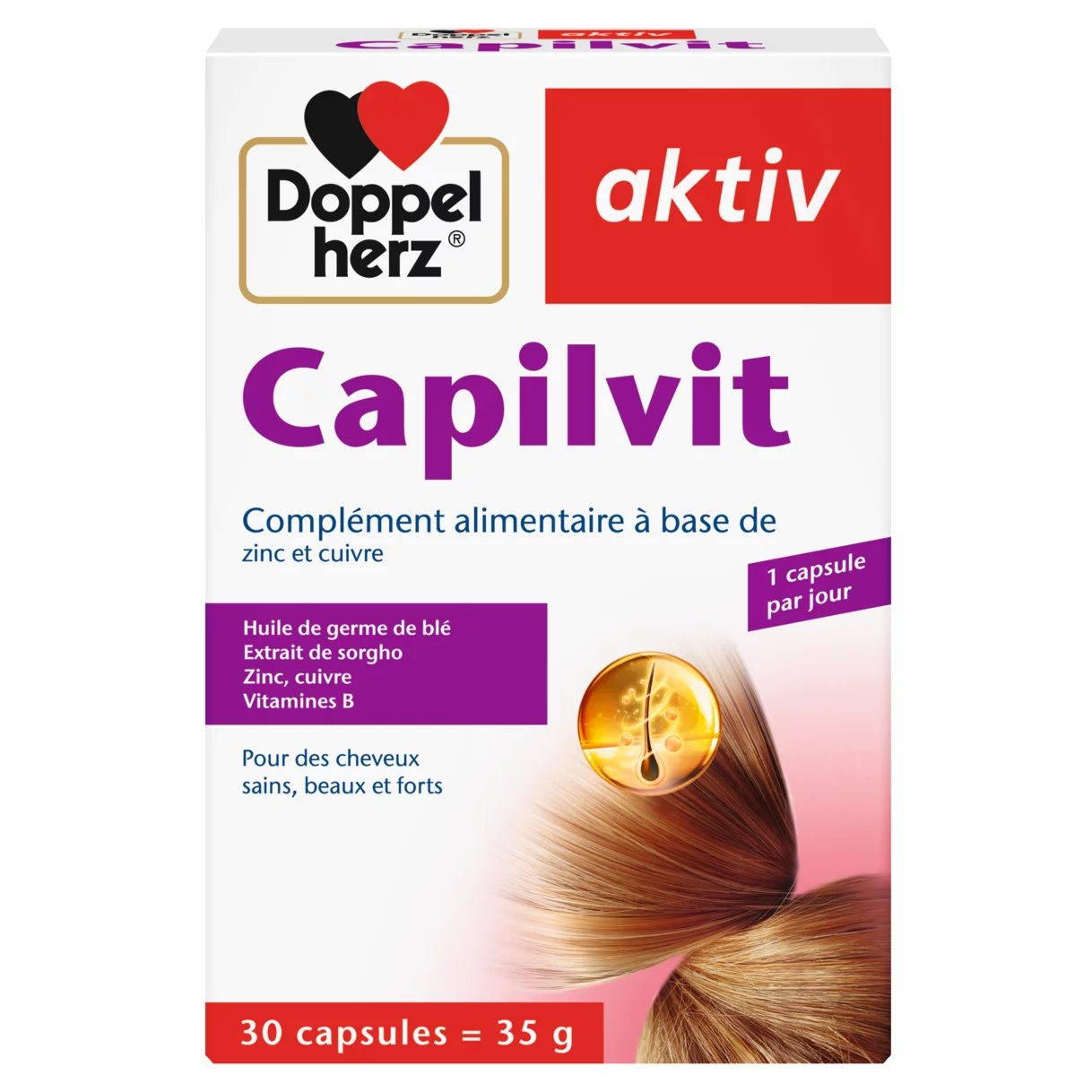 Illustration of the product packaging Doppelherz aktiv Capilvit  front view